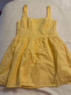 White Fox Boutique Yellow Mini Sundress with Square Neck